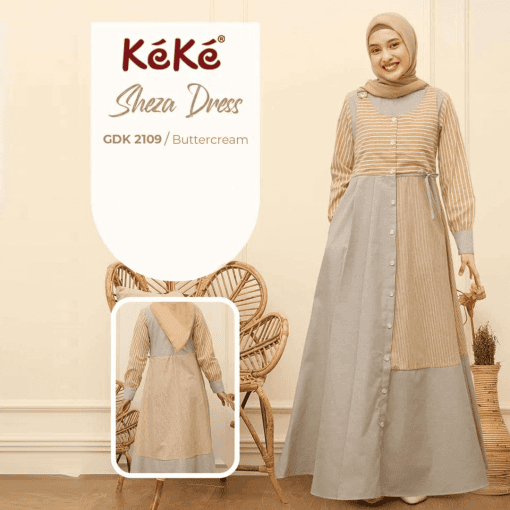 KEKE SHEZA DRESS BUTTER CREAM (GDK 2109)