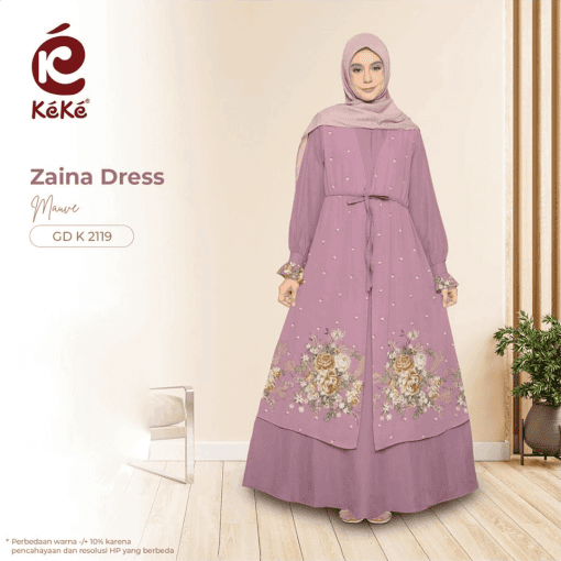KEKE ZAINA DRESS MAUVE (GD 2119)