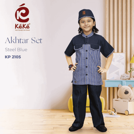 KEKE AKHTAR SET STEEL BLUE (KP 2105)