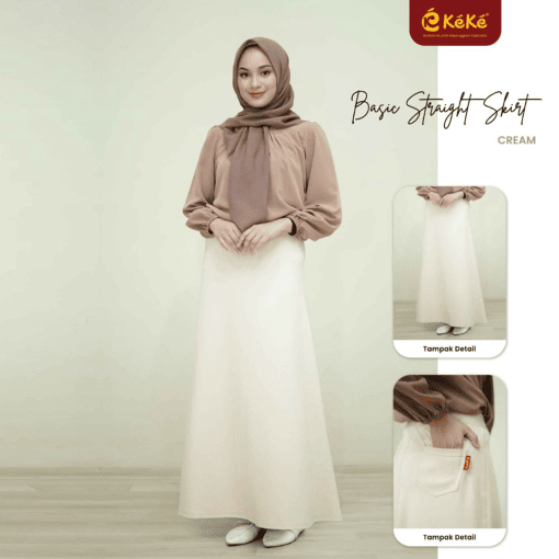 KEKE BASIC STRAIGHT SKIRT CREAM